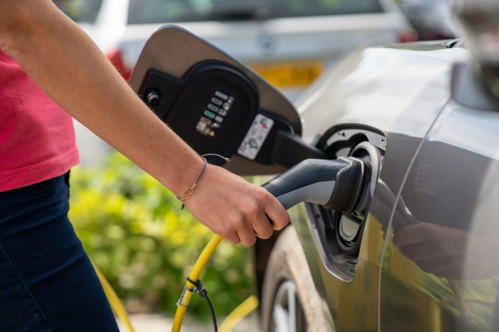 ev charger with car